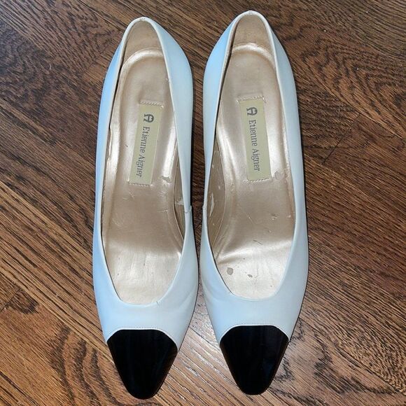 Etienne Aigner white & black Spectator pumps/heels - Picture 1 of 7